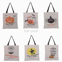 Sacs-cadeaux Halloween Grands sacs à main en toile en coton 6 styles Pumpkin Devil Spider imprimé Halloween Candy Gift Sacs