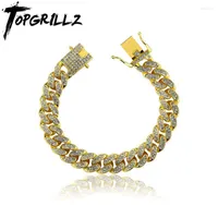 Link Chain Topgrillz 12mm Iced Out Lobster Clasp Cuban Armband i Silver Gold Color Hip Hop Fashion Jewelry Gift For Men Fawn22
