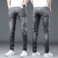 European Style Plein Brand Jeans Byxor Mens Designer Slim Denim Rakbyxor för män Y220414