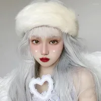 Parrucche sintetiche cosplay lolita resistenti ad alta temperatura in fibra-argento-grande ondata lunghi capelli ricci wig wig fluffy carino tobi22