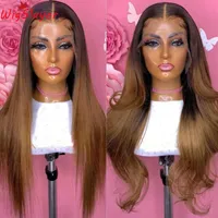 Lace Wigs 1b 30 Omber Preplucked Remy Human Hair Front 180% Deep Parting 13x6 Glueless HD Transaprent