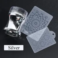 Nail Art Templates Stamper Manicure Scraper Polish Transfer Template Kits With Cap Stamping Plate 1Set Clear Silicone Head Mirror237n