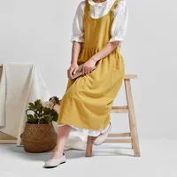 Kobiety Cross Back Fartuch Japońskie prace domowe Pieczenie Bawełniane Linen Florist Sukienka literacka sztuka bawełniana i lniana reklama fartuch 220523