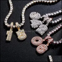 Hanger kettingen hangers sieraden hiphop nummer alfabet initiële letter mode groothandel sieraden zirkon diamant twist ketting ketting