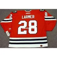 Camisetas de retroceso para hombre Steve Larmer 1990 CCM de distancia Retro Hockey Jersey