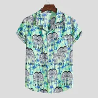 T-shirts masculins Chemise Summer plage hawaïen manche courte plus taille florale Imprimer vert verts Camisas de vacances décontractées vêtements masculins