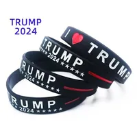 Stock Trump 2024 Silicone Bracelet Black Blue Red Wristband Party Favor 4 Colors