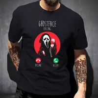 Ghostface Calling Horror Print Tshirt for Men 90s Vintage Short Sleev Boy Girl Halloween Cool Streetwear Gothic Clothes Punk Tee 220614