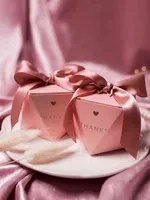 Creatieve snoepbox Wedding Favor Gift Packaging Ribbon Chocolade Cookie Roze tassen Baby shower Feestelijke verjaardagsfeestjes J220714
