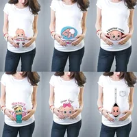 Sevimli hamile hamile kıyafetleri gündelik hamilelik t shirtsbaby baskı komik hamile kadınlar yaz tees hamile üst sokak kıyafetleri 220527