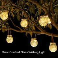 Lampa koraliki LED Outdoor Solar Cracked Glass Ing Light Landscape Courtyard Lawn wisząca lampa drzewna J220531