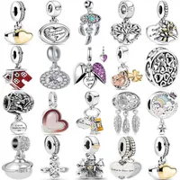 925 Серебряные серебряные деликатные бусины мать мать -дочь Сердце очарование для браслета Pandora Bracelet Fashion Luxury Gift288H