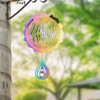 WarmHut Stainless Steel Wind Chimes 3D Rainbow Wind Chime 15cm Wind Spinner Windchime Outdoor Hanging Ornaments Home Garden Deco 220517