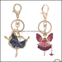 Keychains Acessórios de moda dançando balé menina keychain Ballerina pingente de joias femininas shinestone keyring bag card start dançarina