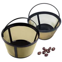 Strumenti da tè 8-12 tazza cesto in acciaio inossidabile riutilizzabile a maglie a maglie ad alta temperatura Filtro di caffè Maker Mesh Gold Mesh con Hand Handle