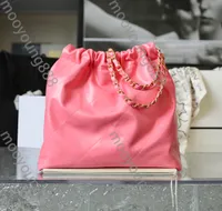 10A Top -Tier -Qualität Luxuries Designer 22 Handtasche gesteppte Hobo -Tasche Frauen kleine echte Lederschaufel -Einkaufsanwälte Pfirsich Kalb