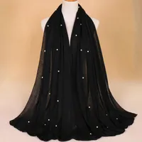 Scarves Colors 180 80cm Plain Jersey With Beads Hijab Wrap Cotton Elastic Islam Shawls Pearl Maxi Scarf Muslim Headband Foulard SjaalScarves