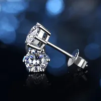 Boeycjr 925 Gümüş 0.5/ F Renk Moissanit VVS Fine Jewelry Diamond Stud Stud, Kadınlar için Ulusal Sertifika LJ201013259y