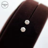 Stud Aazuo 100% 18K White Gold Real Diamond 0.40.60CT Classic Earring For Woman Wedding Engagement Party Stud ODET22