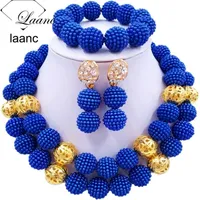 Laanc Nigerianische Hochzeit Afrikanische Perlen Royal Blue Schmuck Set für Frauen SP2R002 20122222