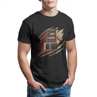 T-shirts voor heren elektrische gitaar gescheurde gitarist t-shirt aangepaste vintage oversized tops hiphop 27774