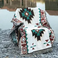 Pillow Tribal Blankets Outdoor Rugs Camping Picnic Blanket Boho Decorative Bed Plaid Sofa Mats Travel Rug Tassels Linen