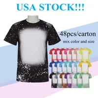 USA warehouse Sublimation Bleached Shirts Heat Transfer Blank Bleach Shirt Bleached 100% Polyester T-Shirts XL XXL XXXL XXXXL mix size