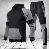 Herrspårar Vår och Höst Sweatsuit Set Sportbyxor Kläder Färg Kontrast Jogger Man Trainer TrackSuit Coats Brands Pocket Sets