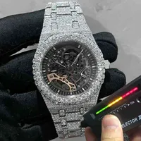 2022 NOUVELLE VERSION STON SKELETON WATCH PASS TT MENS DIAMONDS TOP Quality MECANICAL Mouvement Luxury Iced Out Sapphire Shiny
