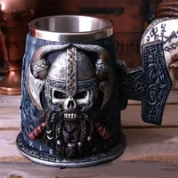 Mugs Middle Ages Viking Pirate Coffee Stainless Steel Resin Cups And Copo Tankard Beer Wine Big Capacity Cup CanecaMugs