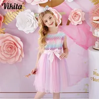 Vikita Princess Girls Dress Children Clothing Girl Summereseveless Dress Dress for Girls幼児の女の子のカジュアルドレス220519