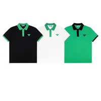 Tasarımcı Erkek Tişörtleri P Ev Üçgen Logo Mektubu Baskı Erkek ve Kadın Çiftler Yuvarlak Boyun Kısa Kollu Pamuk Polo Gömlek Fabrikası Doğrudan Satışlar