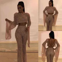 Designer Women&#039;s Prom Dresses 2022 Women&#039;s Fake Two Sexy Long Sleeved Backl Jumpsuit Pants