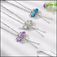 Pendant Necklaces Pendants Jewelry Butterfly Necklace Classic Crystals Bijoux New Fashion Gift Long Tassel Drop Delivery 2021 Dal2G