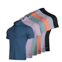 Solidny kolor Lapel Polo Shirt Summer Modna oddychająca męskie szorty rękawowe ubrania biznesowe Top Niestandardowy haft drukujący 220701