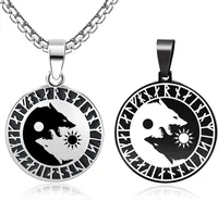 Colliers pendants Viking pour hommes bijoux nordiques yin yang loup masque nordique Vegvisir Mjolnir Pendant-Enteur