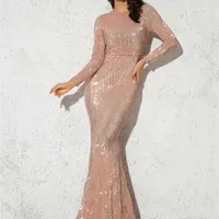 Элегантное o шее с длинным рукавом с блестками макси платье платье длина растягивающее платье для боди.