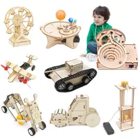 Modèle d'assemblage Bâtiment Toys for Kids 3d Wooden Puzzle Kit mécanique STEME SCIENCE physique Electric Toy Childre