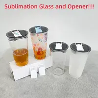 20 oz de copo de sublimação com tampas de abridor de tampas de calor de vidro transparente de vidro de vidro copos de copo de copo de copo de copo de copo de vidro B0520A01