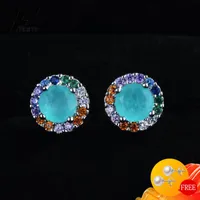 Stud Fashion Earrings 925 Silver Jewelry With Zircon Gemstone For Wedding Party Gifts Accessories WholesaleStud