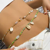 Boho farbenfrohe Samenperlen mit Muschel Taillenkette Gürtel für Frauen sexy Sommer Beach Bauch Tanzkörperschmuck Accessoires Mädchen Geschenk