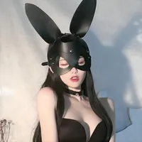 Maski BDSM Sex Zabawki Dla Kobiet Bondage Otrzymych Skórzany Seksowny Królik Kot Ear Bunny Maska Masquerade Party Face Cosplay