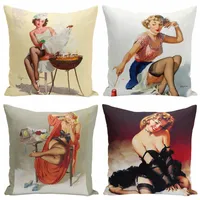 Sexy Lady Pinup Girl Poster Print Cushion Cover