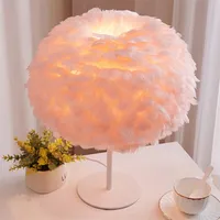 Lâmpada de mesa de penas Creative Fairy Light Usb / AA Bateria DIY Casamento Casamento Caseiro Decoração Luz Quente Novidade Night Light 220425