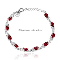 Manschettarmband smycken sier färg 925 rubin armband för kvinnor ädelsten sterling är colgantes de röda topas bizuteria dhxto