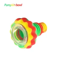 Waxmaid wholesale pumpkin shaped mini silicone glass bowl for smoking water bongs suits 14mm 18mm joints six mixed colors 240pcs/carton stock in US