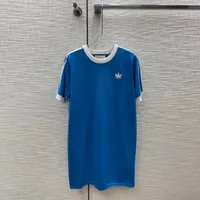 Summer Vintage Vintage z lat 80. 90. niebieska bawełniana koszulka koszulka T-shirt nostalgia i współczesna swobodna konfliza