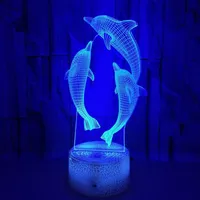 Tafellampen 3D Dolphin LED Illusie Nachtlamp bureau Lichten 16 kleuren Wijzigen met externe optisch bed voor kinderkamer2721