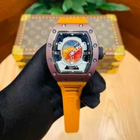 時計腕時計デザイナーラグジュアリーメンズ機械時計ワインバレルリチャミルズRM52-05シリーズ2824自動カーボンファイバーテープレジャーS