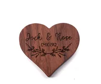 Boîte à bijoux en bois Boîtes de rangement vierge Gravure de bricolage Bricolage Bague en forme de coeur de coeur Creative Cadeau Cadeau Fournitures SN4918